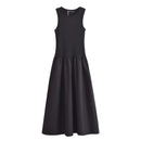 Fashion temperament European and American style summer women's clothing new two-color splicing long vest dress