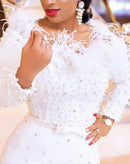 Women's Long White Pearls Dress
