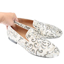 Piergitar Handmade Paisley Pattern Bling Men Velvet Shoes For Party And Wedding Superglamourous Brand Same Model Slip-On Loafers