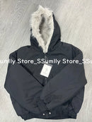 Winter New Elegant Liner Fur Loose Coat Women Y2k Fur Collar Hood Thick Fashion Parkas Casual Outerwear Cotton Padded Jackets