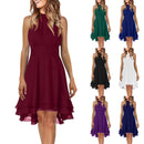 Women's Sleeveless Chiffon High-Waist Layered Halter Dress