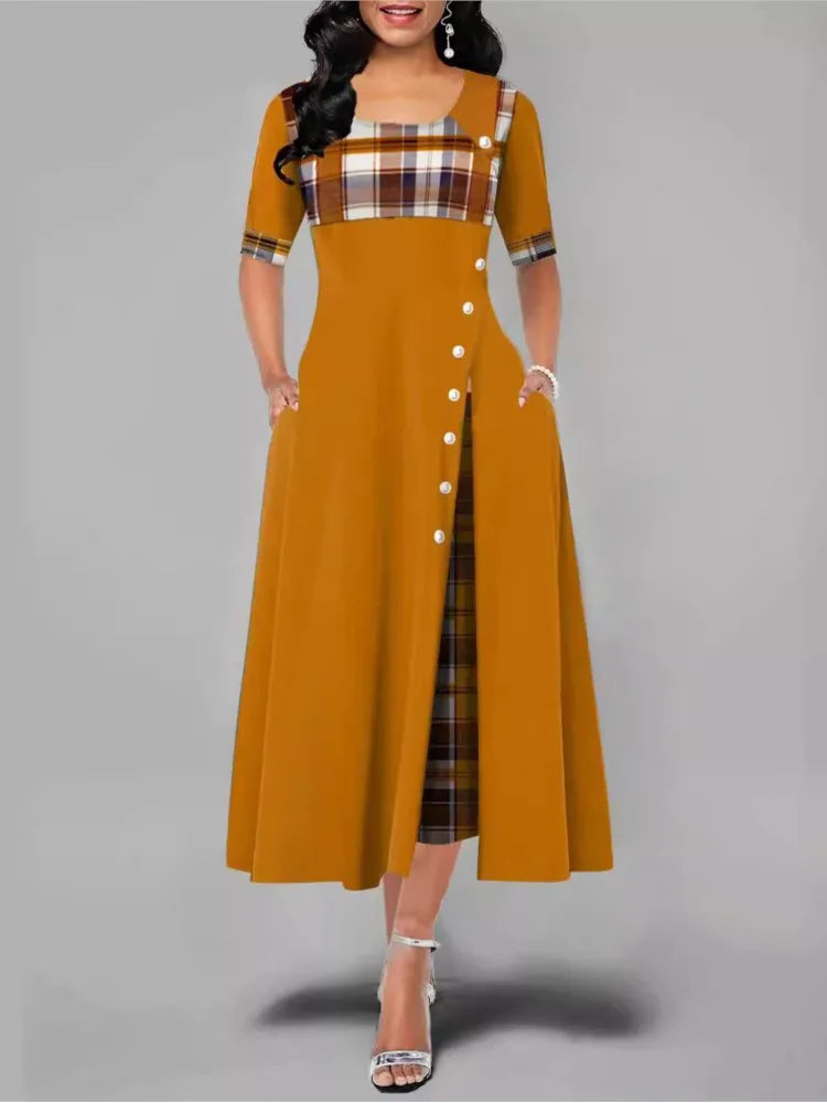 Women's O Neck and Half Sleeves Dress