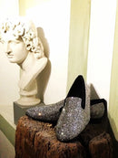 Piergitar 2024 Gold Crystals On Black Suede Slip-on Smoking Slippers Handmade Men's Loafers For Luxury Evening Party And Prom