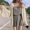 Women Women's Korean College Style Lazy Loose Sunscreen Cardigan Summer Sexy Knitting Cardigan One Size
