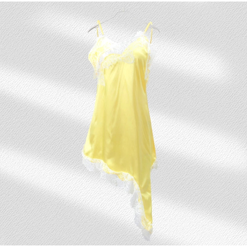 Sexy Sling Dress Women V Neck Hollow Out Backless Patchwork Lace
