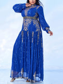 Women's Plus size Sequins High Neck Dress