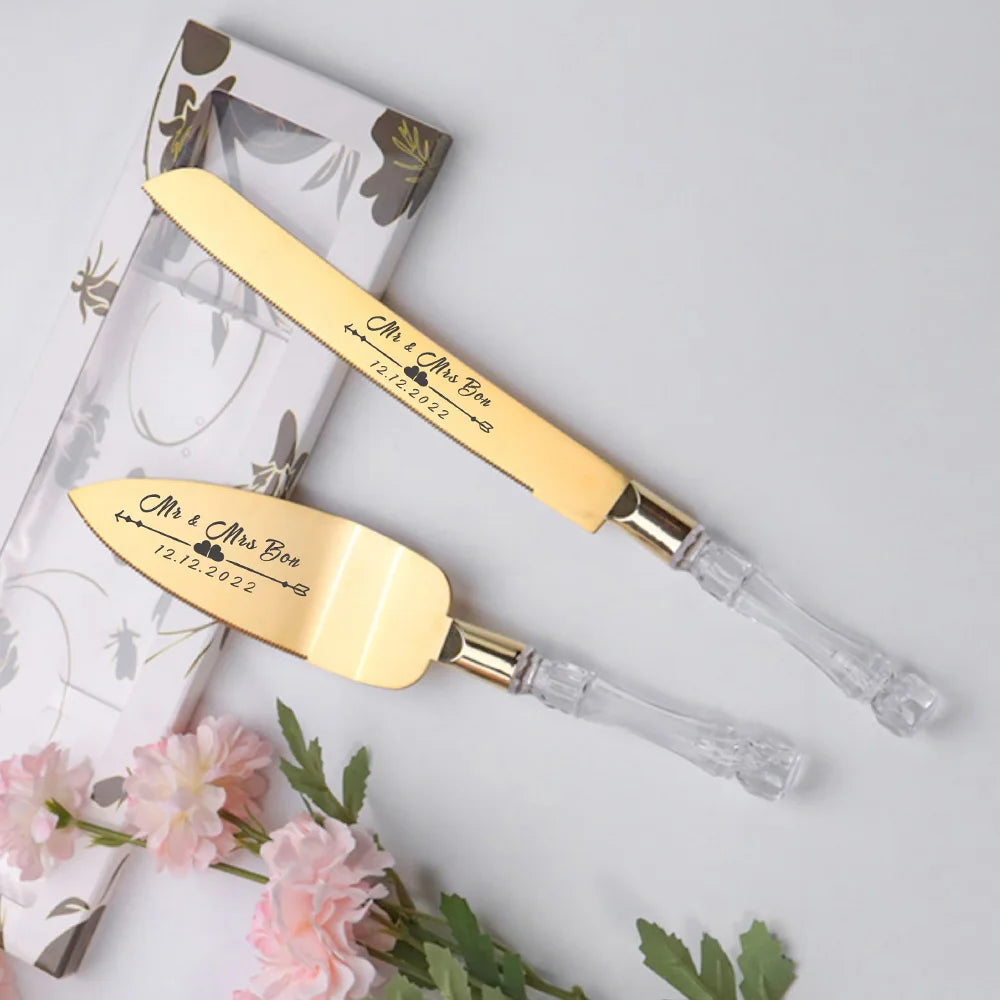 Personalized Engraved Cake Knife Serving Set