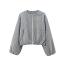 TRAF Red Zipper Bomber Jackets for Women Soft Cropped Jackets Woman 2024 Long Sleeve Woman's Sports Jacket New in Outerwears