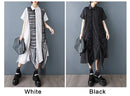 Stripe Print Mid Length Buttoned Midi Dress