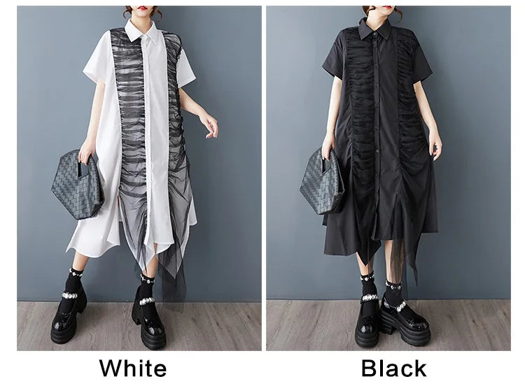 Stripe Print Mid Length Buttoned Midi Dress