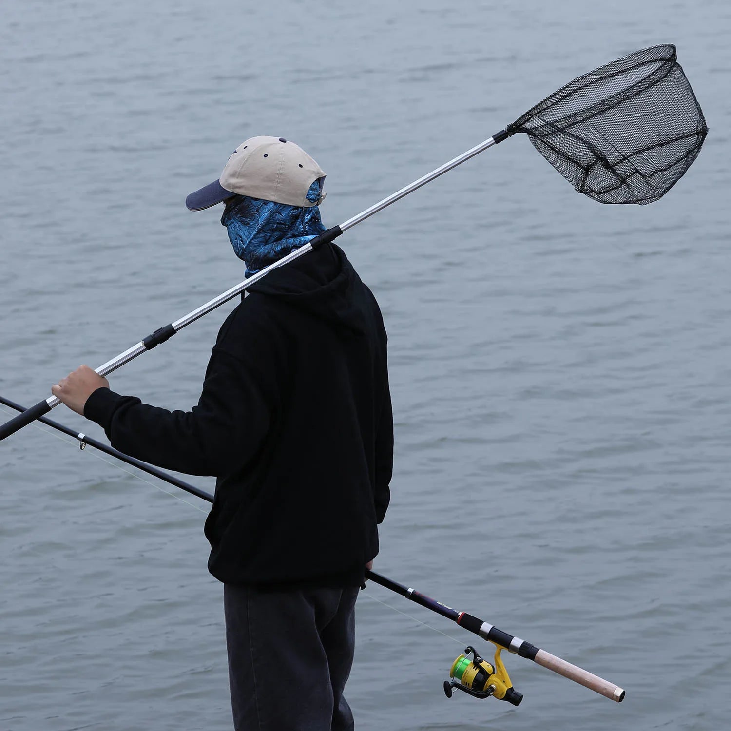Fishing Net Aluminum Alloy Telescopic Rubber Handle