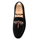 Piergitar 2022 Handmade Rhinestone Sequin Dragonfly Embroidered Patch Men's Loafers British Style Retro Moccasins Slip-On Shoes