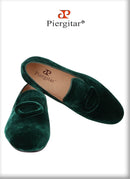 Piergitar New Arrival Two Colors Velvet Men's Smoking Slippers With Matching Velvet Buckles Handmade Slip-On Loafers Red Bottom