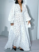 White Long Hollow Dress