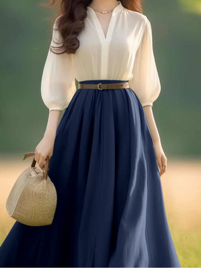 Women's V-Neck Half Sleeve Dress