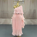 Miyake Dress2025 New Miyake Pleated Lotus Leaf Dense Edge Design Slanted Shoulder Single Sleeve Dress Women