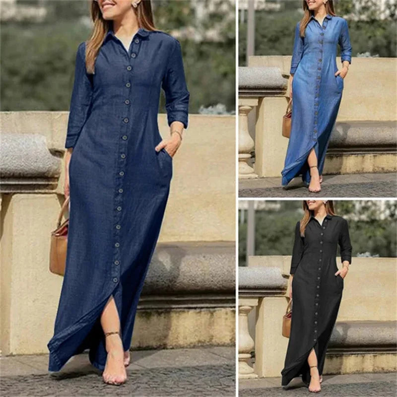 Women's Long Denim Blouse Dress