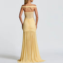 V-Neck Off Shoulder High Side Split Dress