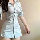 Slimming Smoothing Sexy Medium-Length Dress for Women Niche Design Sensibility Waist Fitted Dress