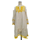 New Spring Embroidery Crochet Lace Boho Dress Women Elegant Off Shoulder Tassel Ruffle Mini Dress Summer V Neck Lady Beach Dress