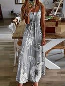 Hot Summer AmazoneBayNew Women's Clothing Sexy Low Cut Printed Floral Strap Dress