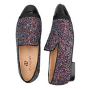 Piergitar Flash Purple Sequined Canvas Slippers With Patent Leather Toes Handmade Men Moccasins For Party And Wedding Plus Size