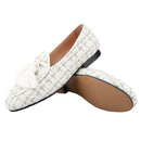 Piergitar 2025 White And Black Colors Tweed Men's Loafers With Handmade Tassels British Classic Style Slip-On Smoking Slippers