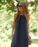 Women's Sleeveless Loose-fitting Spring Cotton Linen Dress