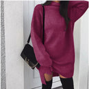 Women's Oversized Turtleneck Asymmetrical Pullover Dress