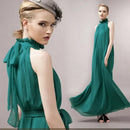 Sleeveless Chiffon Maxi Satin Long Silk Dress