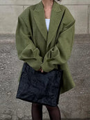 Solid Color Lapel Suit Woman Loose Long Sleeves Double Breasted Jackets Casual Versatile Chic Women's Spring Summer New Coats