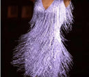 Women's V-neck Deep Sleeveless Pencil Dresses with Fringes