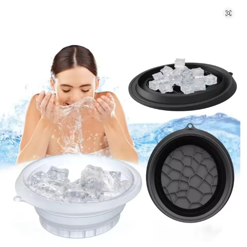 Portable Foldable Silicone Ice Basin With Built-in Ice Tray