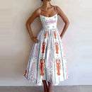 Women's Party Dresses with Sleeveless Low Cut A-line Dresses and Spaghetti Straps in Trendy Prints