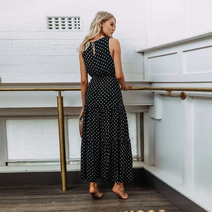 Women's Sleeveless Dot Loose Dresses