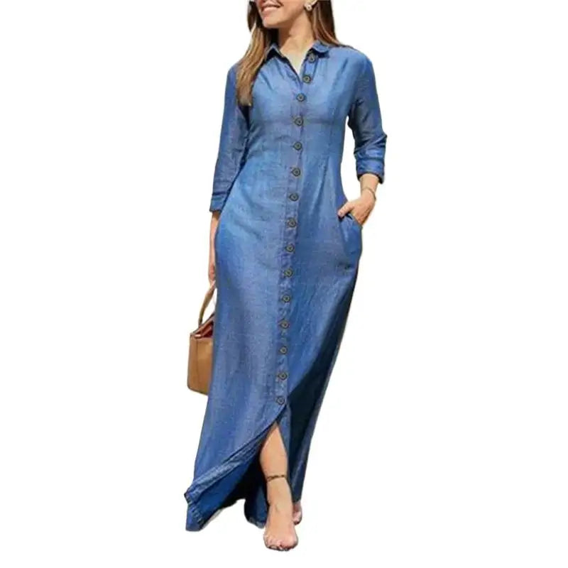Women's Long Denim Blouse Dress