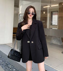 Long Women's Blazers Loose Jacket Dress Clothing Female Coats and Jackets Solid Over Black Youthful Woman Clothes New Outerwear