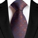 Luxury 8CM Mens Necktie Brown Color Dot Stripes Paisley Tie For Man Groom Jacquard Woven Neck Tie For Business Wedding Party