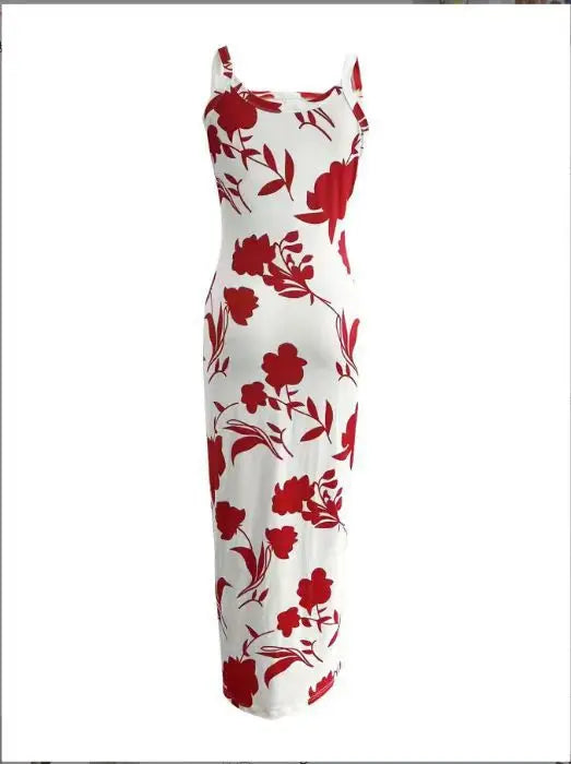 Gradient Printed Long Dress Summer New Women's Fashionable Printed Sexy Sleeveless Suspender Slim Fit Hip Hugging Long Dress