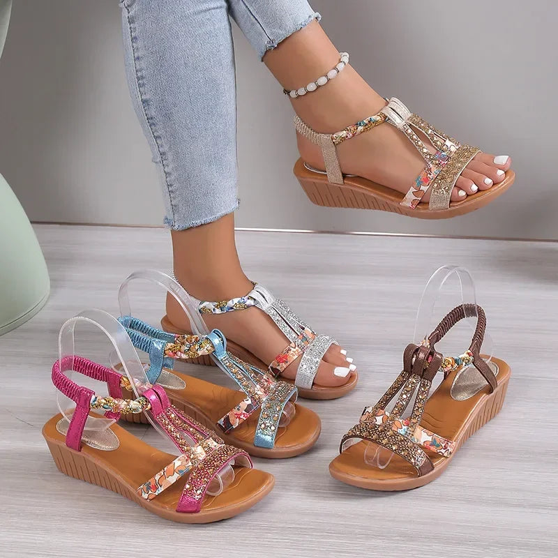 Summer Bohemia Rhinestones Casual Platform Sandals