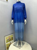 Women's Pleated Puff Sleeve Tassel Dress