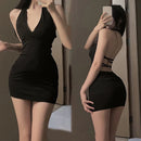 Nightclub party mini dress 1Pc Sexy women Uniform V neck Slim backless one-piece dress