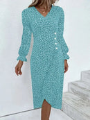 Women's V-Neck Floral Midi Dress