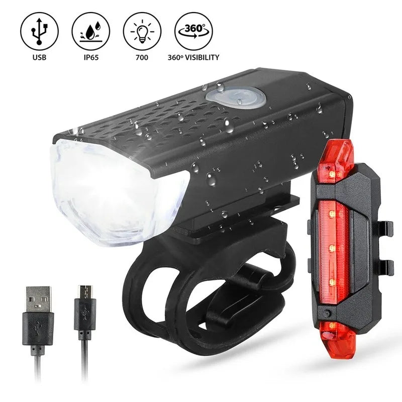 Bike Bicycle Light USB LED Rechargeable Set