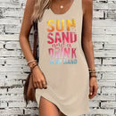 Women's Summer Sleeveless Tank Top Dress Sexy Women's summer loose sleeveless short mini dress with black print