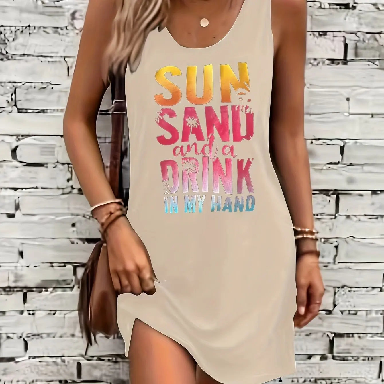 Women's Summer Sleeveless Tank Top Dress Sexy Women's summer loose sleeveless short mini dress with black print