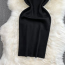 Fashion Y2K Letters Knitted Women Dress Sexy Tank Sleeveless Slim Elastic Bodycon Summer Dress Streetwear Vestidos