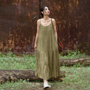 Cotton Linen Long Spaghetti Strap Dress