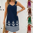 2025 New Women's Vest Skirt Pocket Ethnic Style Fashion Printed V-neck Simple Vacation Beach Mini Dress for Female