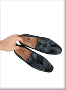 Men's Moccasins with Classic Bright Red Outsole and Three Colors of Flocking Jacquard Tie-Dyed Cottons